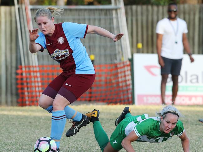 Coomera defender Rachel Herrington in action against Southport in the Gold Coast Women’s Premier League earlier this month. Picture: Glenn Hampson