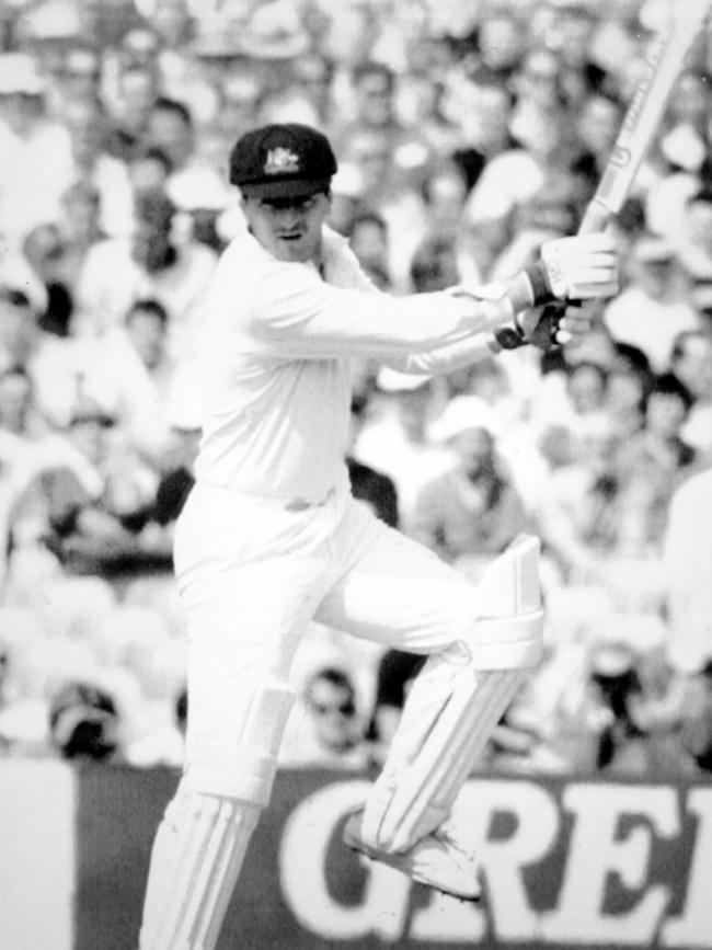 Steve Waugh cuts to boundary during Third Test of England v Australia Ashes Series at Headingley in Leeds.