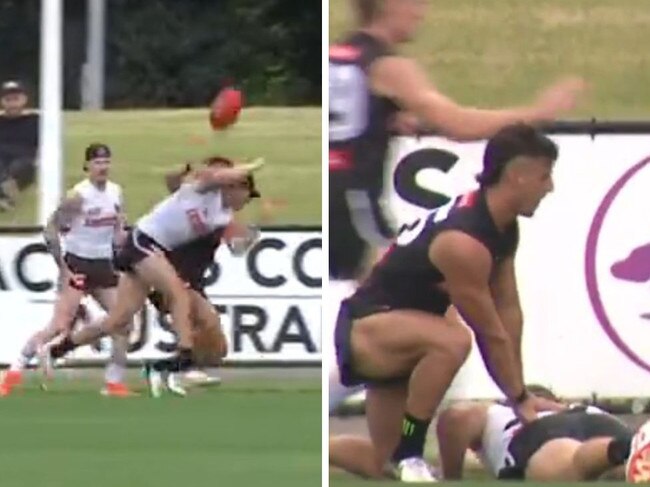 Nick Daicos tackled Nathan Murphy awkwardly.