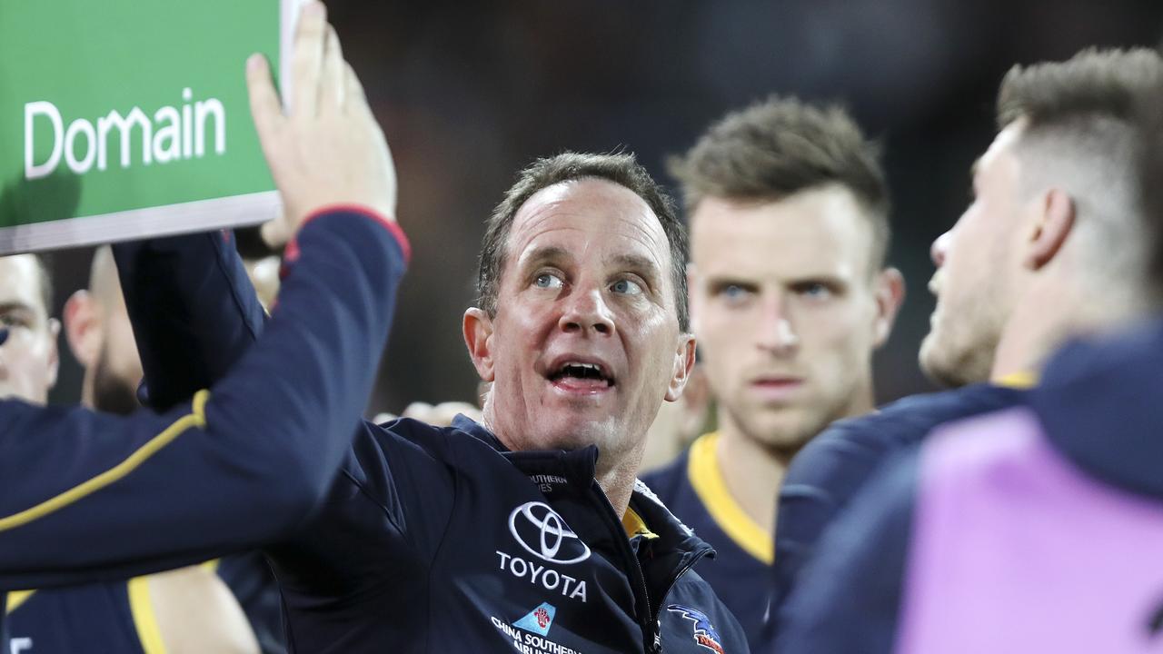 Adelaide coach  Don Pyke at three-quarter time of  Showdown 45 at Adelaide Oval.. Picture Sarah Reed