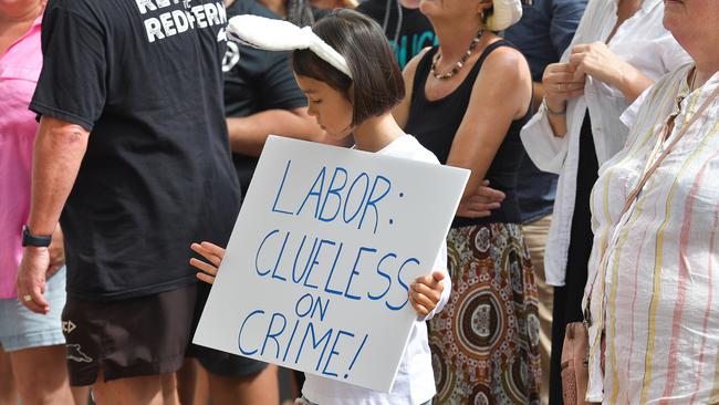 Thousands showed up to rally against crime in the NT in the wake of Declan Laverty’s tragic stabbing death. Picture: Pema Tamang Pakhrin