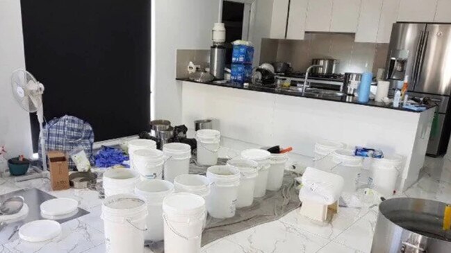 The clandestine drug laboratory inside the residential property at Morphett Vale. Picture: SA Police.