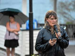 Tessa Patrick speaking at the candlelight vigil for Christchurch massacre.