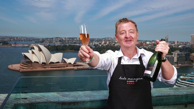 Australian restaurateur Luke Mangan on the Sydney Harbour Bridge at South East Pylon, where he opened a swanky new restaurant this week. Picture: Justin Lloyd