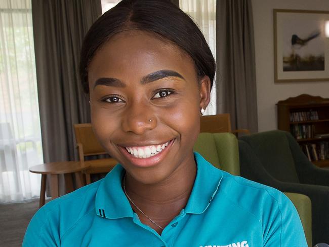 CAREERS: Shaona Imaru, 2019 Australian Vocational Student of the Year, came to Australia from a refugee camp in Tanzania. She is working in aged care and studying to become a registered nurse. Story is about overcoming language and cultural barriers to find career success. Picture: PHOTOJO