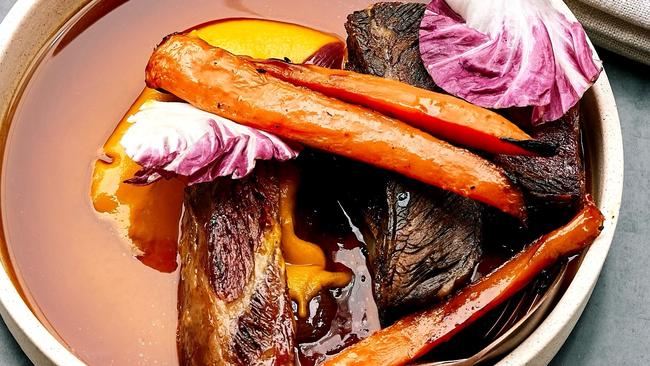 Beef short rib, charred carrot at Eleven restaurant.