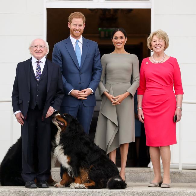 Prince Harry and Meghan pose with Ireland's President Michael Higgins and wife Sabina in Dublin. Credit: AFP Photo/Pool/AFP Photo/Maxwells