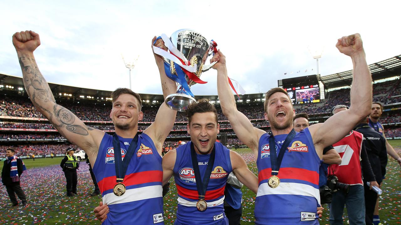 Clay Smith (left) has played his last AFL match for the Bulldogs. Picture: Michel Klein