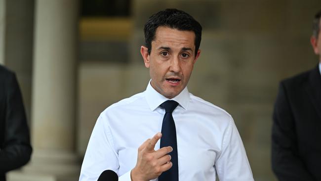 Leader of the Opposition David Crisafulli, hold a news conference outside Parliament House in Brisbane pic: Lyndon Mechielsen/Courier Mail