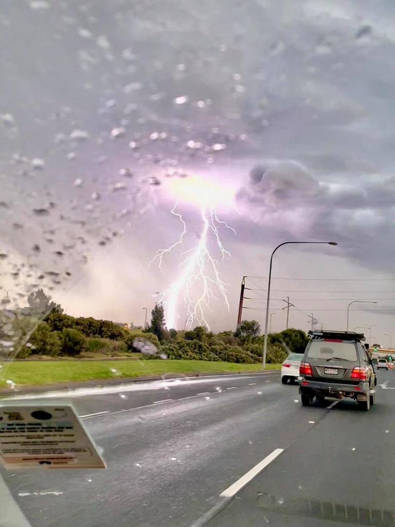 A lightning strike seen from Port Wakefield Rd. Picture: Pick A Local, Pick SA