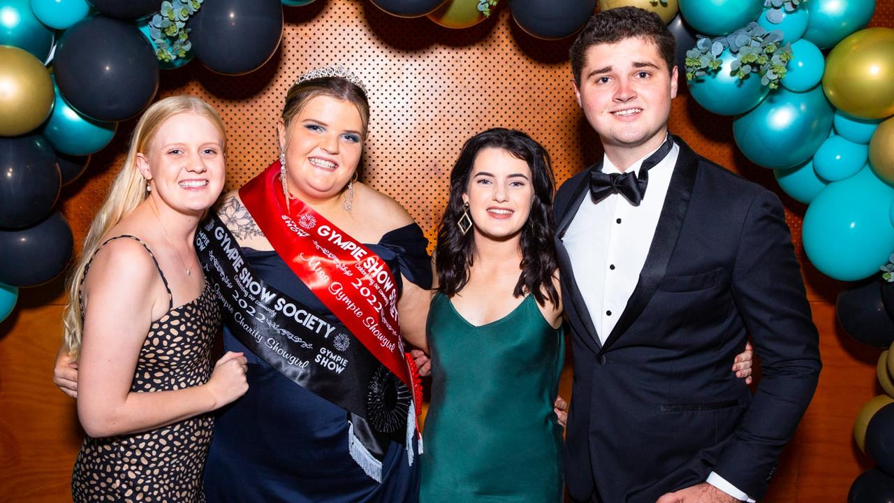 Gympie Showgirl and Charity Showgirl Bronte O'Sullivan (second from the left) at the 2022 Gympie Show Ball. Photo: Contributed