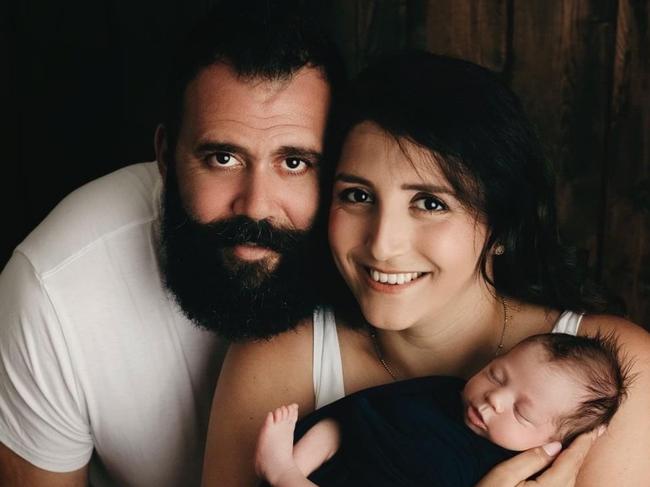 Mira Abunucerah Haddad, husband Daniel Haddad and their baby Thomas, who was born by surrogate in Canada.