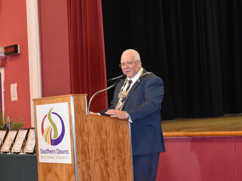 Mayor Vic Pennisi opening the Australia Day ceremony (Photo: Warwick Daily News)