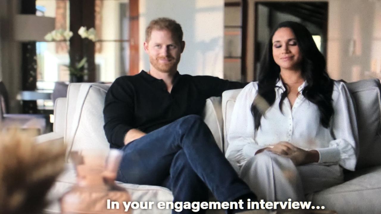 Harry &amp; Meghan in their Netflix documentary released online.