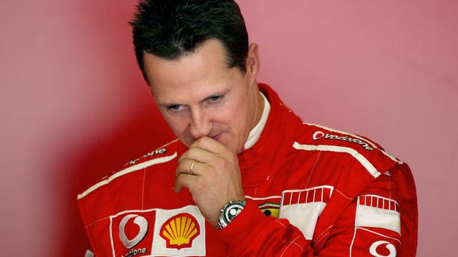 (FILES) In this file photo taken on October 12, 2006 seven-time world Formula One champion Michael Schumacher ponders during a training session at the Jerez recetrack. - Absolute reference of the Formula 1, Michael Schumacher, will turn 50 years old on January 3, 2019. The seven-time world champion was victim five years ago, on December 29, 2013 of a ski accident, leaving him in a precarious state of health. The family never wanted to communicate on the matter but according to renowned neurologists, the German pilot, technically out of the coma, might be in a vegetative state. (Photo by JOSE LUIS ROCA / AFP)