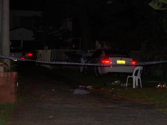 Police taped off the crime scene at Woy Woy where Stockwell stabbed his mate. Picture: Digicrew Australia