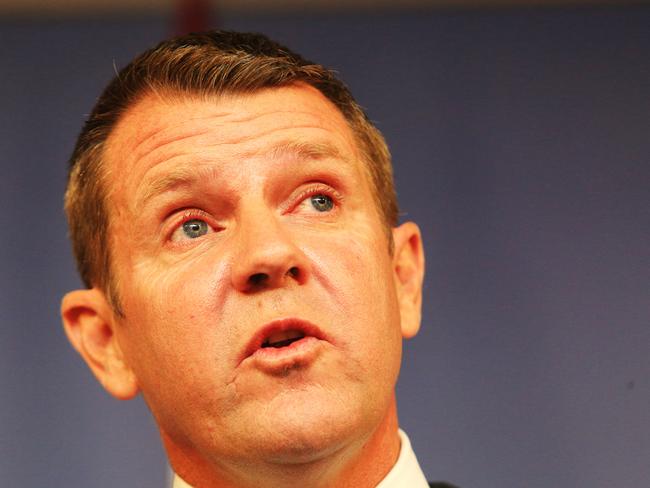 NSW Premier Mike Baird announces his retirement at a press conference at his Martin Place Office. Picture: Mark Evans