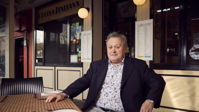 Restaurant owner, Billy Duff outside La Trattoria in Adelaide, where concerns over property damage and violence have been raised. Picture: Matt Loxton