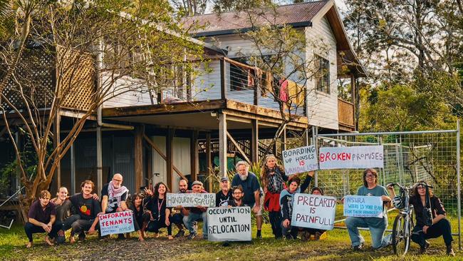 Reclaim Our Recovery staged a protest in May 2024, when Lismore squatters were threatened with eviction by police and NSW RA. Picture: Facebook