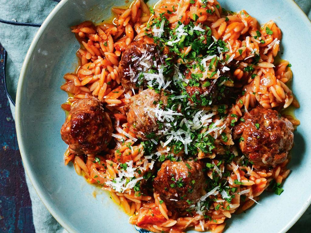 Meatballs with risoni.