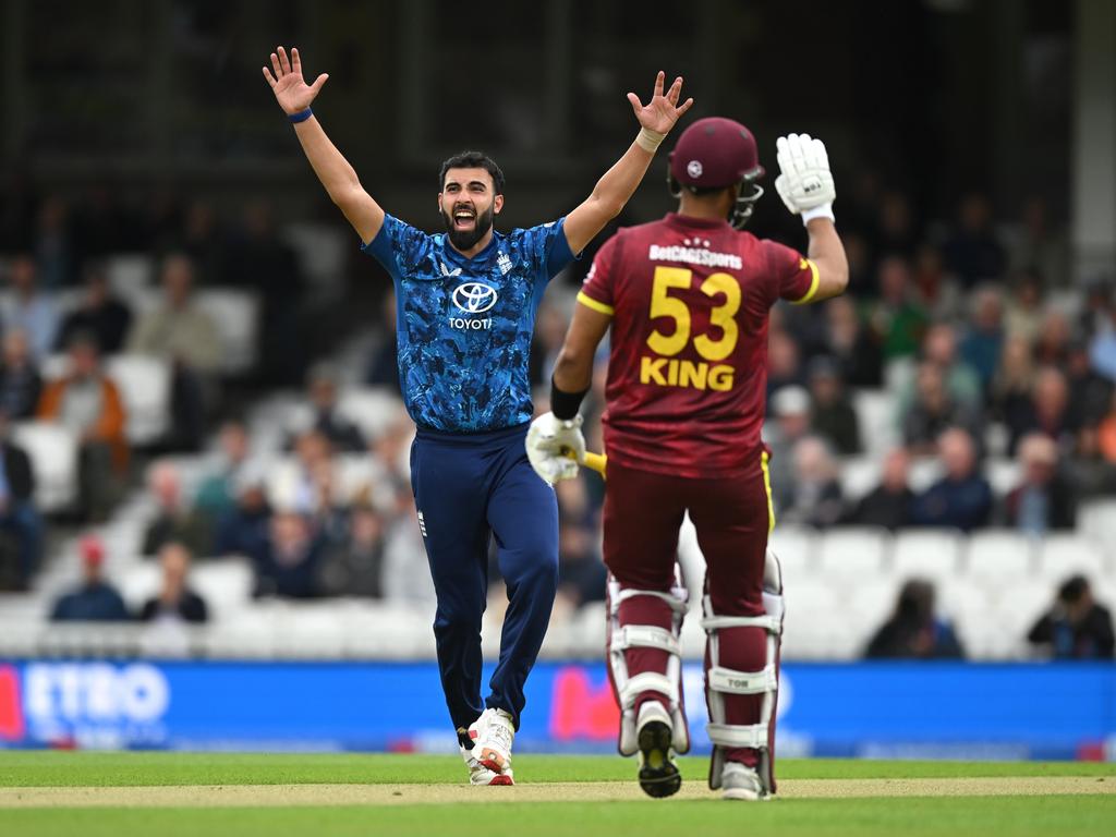 Saqib Mahmood of England came out firing. Picture: Getty Images