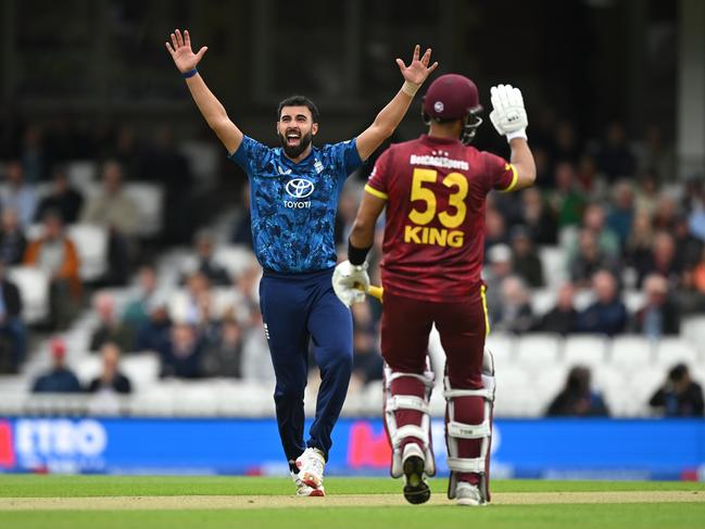Saqib Mahmood of England came out firing. Picture: Getty Images
