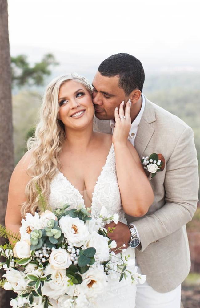 Former Broncos player Jharal Yow Yeh has taken pictured with his wife Ashley St Georges Picture Instagram
