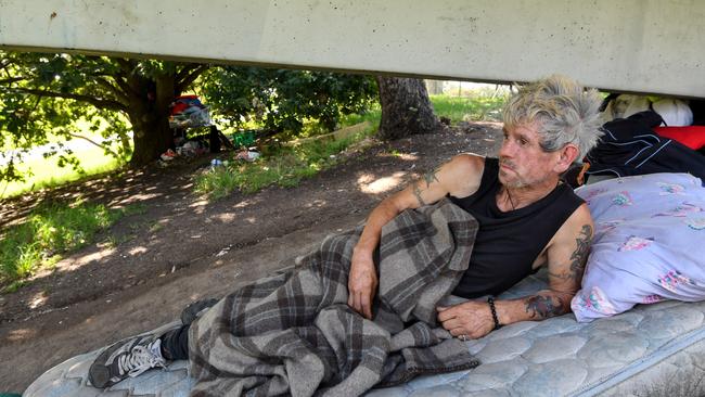 Stanley lives under this bridge by the Dandenong Creek where he says he's lived for the past five years. Picture: Penny Stephens