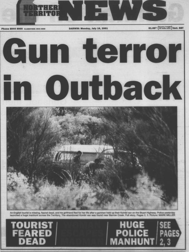 Bradley Murdoch newspaper clippings from NT News. Barrow Creek, Stuart Highway, Joanne Lees, Peter Falconio.