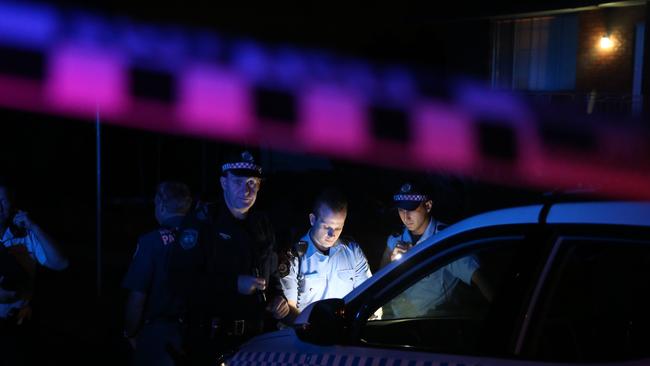 Police investigating after a man was shot in the head while he sat in his car at Chester Hill. Picture: Adam Taylor