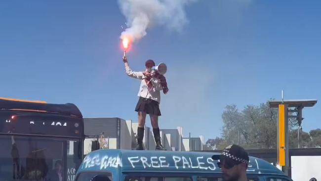 Pro-Palestine protesters at Flemington Racecourse on Tuesday. Picture: Twitter