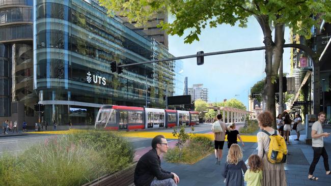 A concept photo by Altrac showing what a tram line on Parramatta Rd could look like.