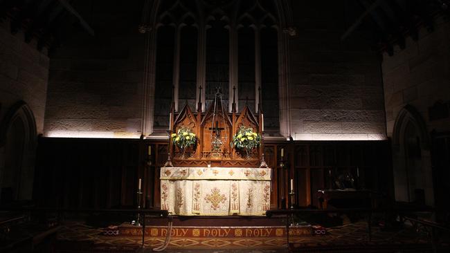 An empty altar at St Paul’s Anglican Church in Burwood.