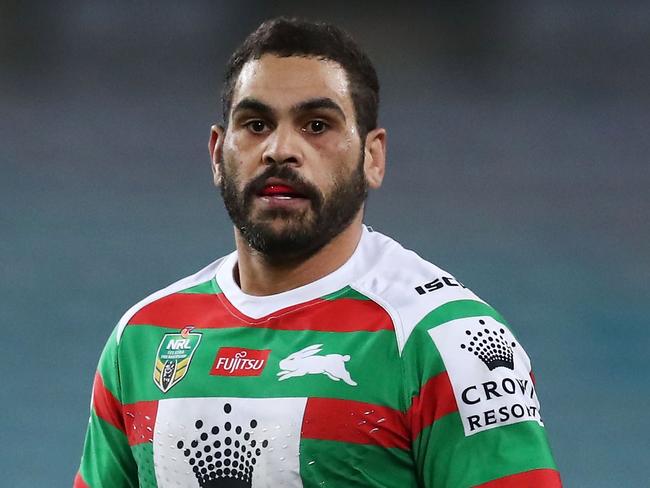 SYDNEY, AUSTRALIA - JUNE 14:  Greg Inglis of the Rabbitohs makes a break during the round 15 NRL match between the Parramatta Eels and the South Sydney Rabbitohs at ANZ Stadium on June 14, 2018 in Sydney, Australia.  (Photo by Matt King/Getty Images)