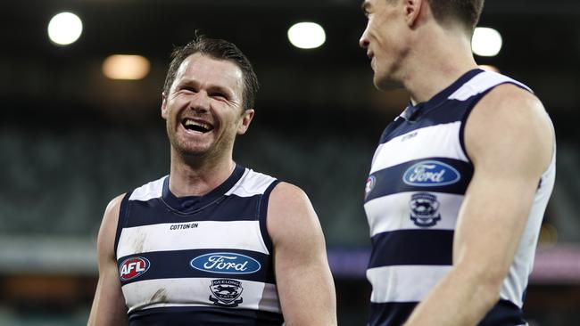 Patrick Dangerfield put on his superhero cape to help drag Geelong over the line. Picture: Getty Images