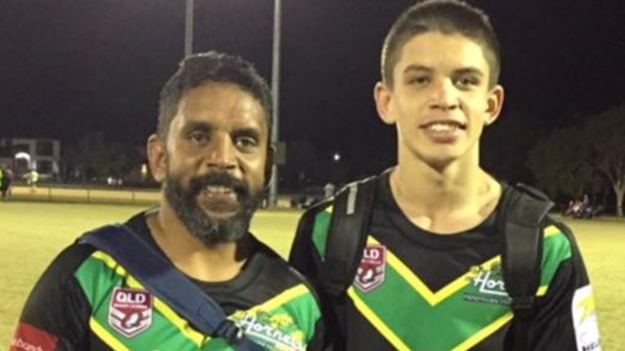 Preston Campbell and his son Jayden playing for Helensvale A grade