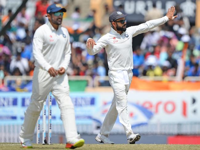 Indian captain Virat Kohli marshalls his field on the final day in Ranchi. Picture: AFP