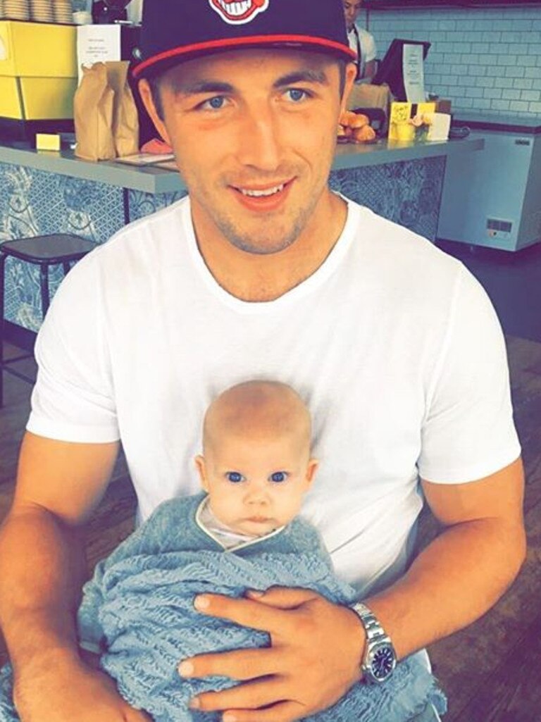 NRL player Sam Burgess with his daughter Poppy. Picture: Instagram