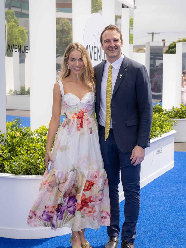 Jobe Watson and partner Virginia Slaghekke at Caulfield Racecourse. Picture: Jason Edwards