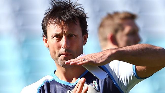 Laurie Daley calls time during a New South Wales Blues training session.