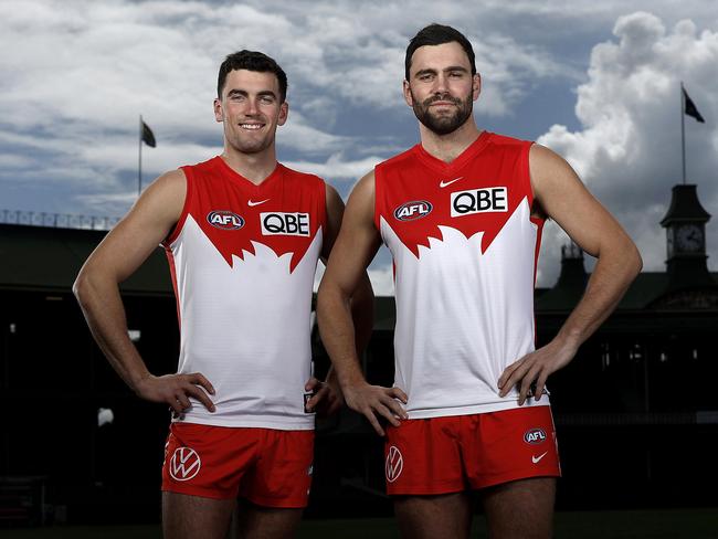 Paddy McCartin (right) and his brother Tom both re-signed with the Swans last year. Picture: Phil Hillyard