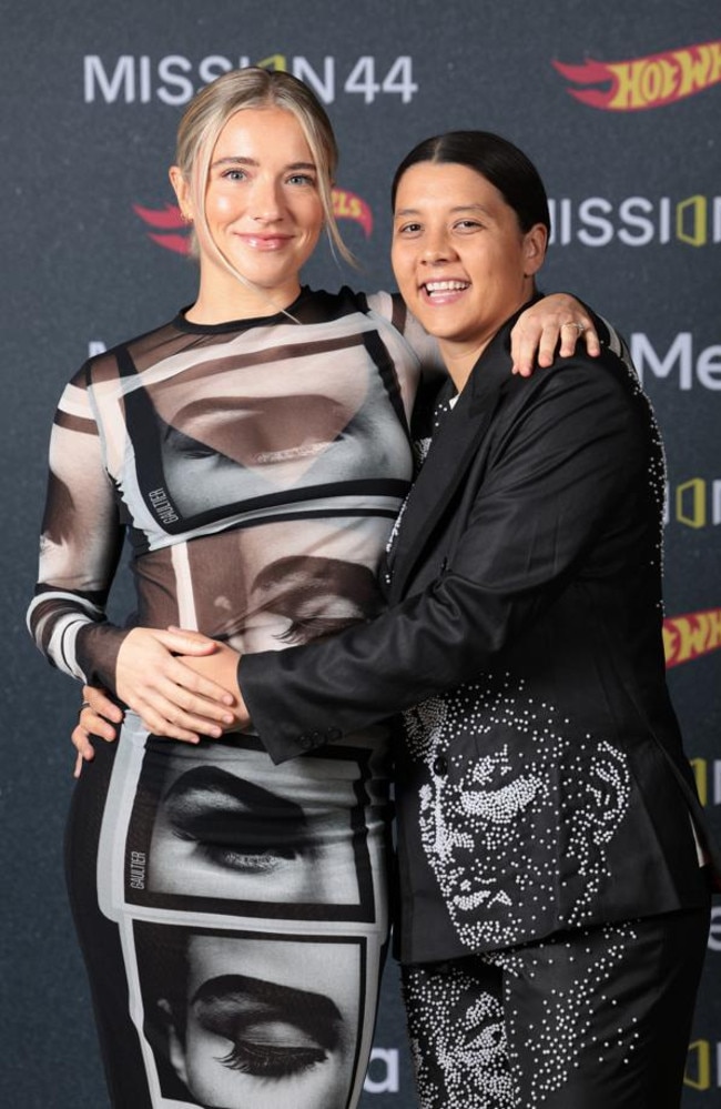 Kristie Mewis and Sam Kerr in November. Photo by Shane Anthony Sinclair/Getty Images for Mission 44.