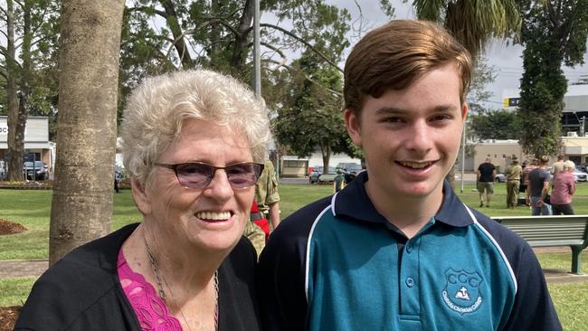 Gympie Anzac Day service 2022 - Fay Paige and Caleb Collins.