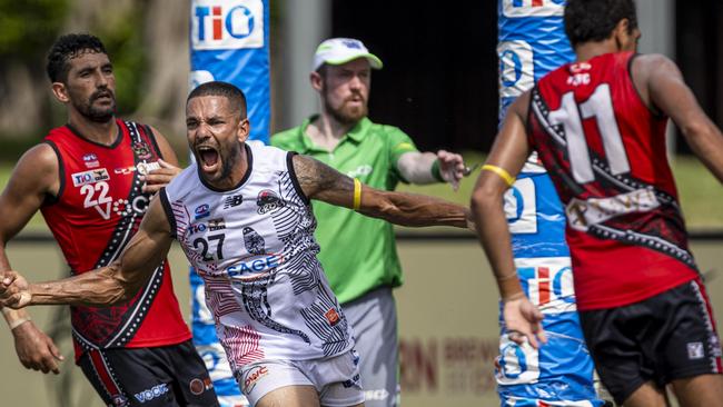 Will Farrer playing for Southern Districts against the Tiwi Bombers in Round 16 of the 2024-25 NTFL season. Picture: Pema Tamang Pakhrin