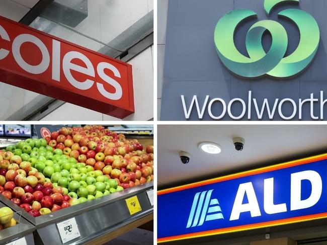 Four-way split of supermarket logos. Picture: NCA NewsWire