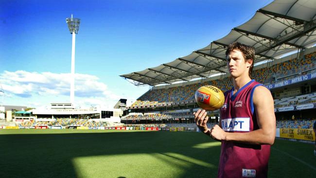 Aaron Shattock of the Brisbane Lions at the Gabba in 2003