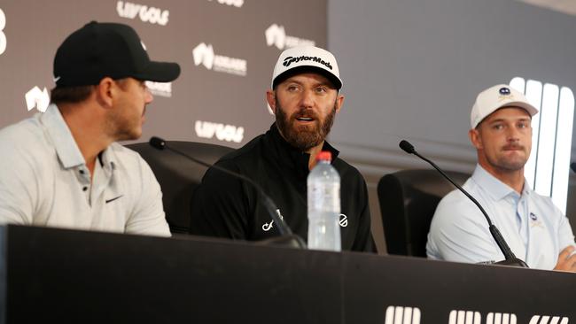 Brooks Koepka, Dustin Johnson and Bryson DeChambeau in Adelaide . (Photo by Sarah Reed/Getty Images)