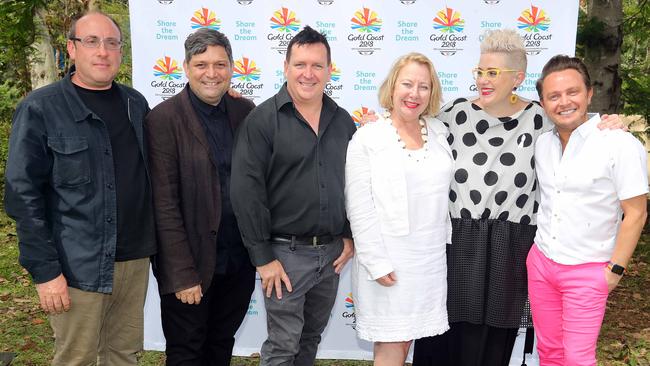 GOLDOC’s Opening and Closing Ceremonies creative team (from left): David Zolkwer, Wesley Enoch, Drew Anthony, Merryn Hughes, Katie Noonan and Nathan M. Wright. Picture: Richard Gosling.