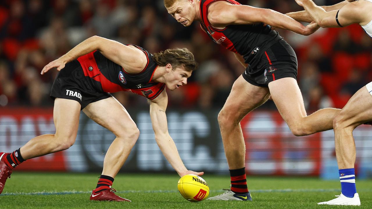 Jye Menzie of the Bombers shapes as another Bombers draft gem. Picture: Daniel Pockett/Getty Images