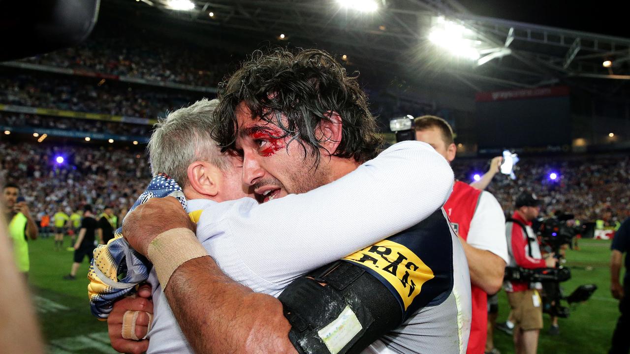 Johnathan Thurston and Paul Green the 2015 NRL Grand Final between the Brisbane Broncos and North Queensland Cowboys at ANZ Stadium, Sydney. Pics Adam Head